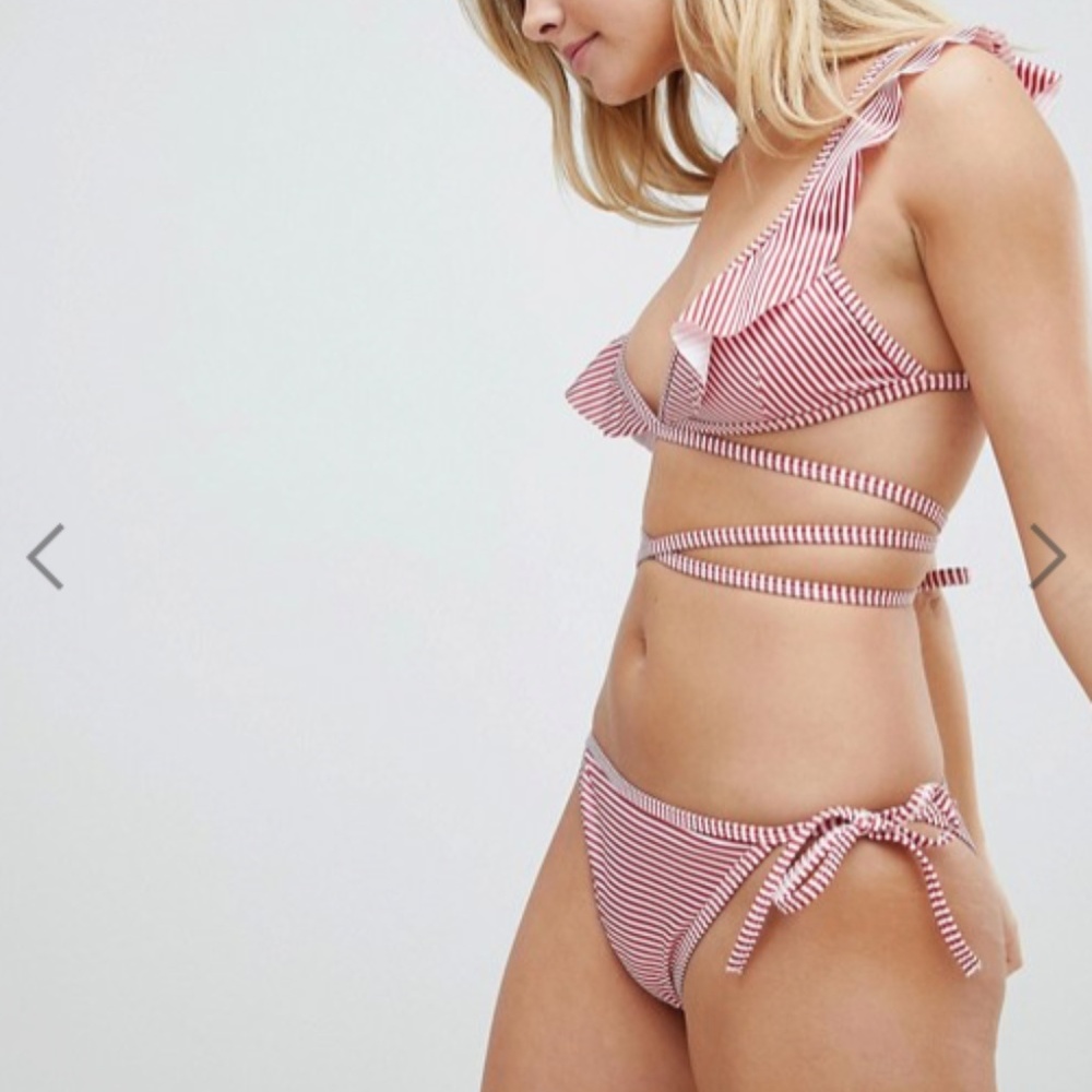 PrettyLittleThing Striped Bikini Top and Bottom - Picture 3 of 4